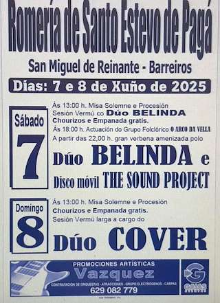 Fechas, información, programa, cartel, imágenes, mapa y ubicación de Romería de Santo Estevo da Pagá  en  Barreiros