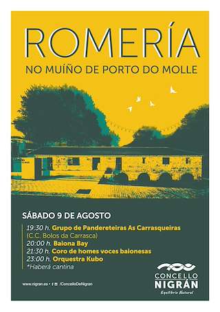 Fechas, información, programa, cartel, imágenes, mapa y ubicación de Romería do Muíño de Porto do Molle  en  Nigrán