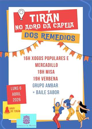 Fechas, información, programa, cartel, imágenes, mapa y ubicación de Romería dos Remedios de Tirán (2026)  en  Moaña