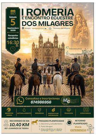 Fechas, información, programa, cartel, imágenes, mapa y ubicación de I Romería e Encontro Ecuestre dos Milagres (2026) en Maceda