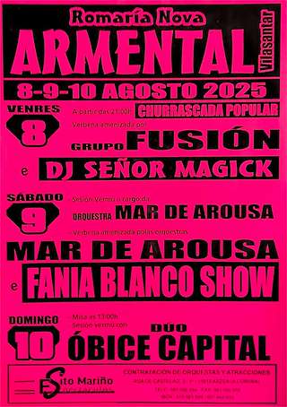 Fechas, información, programa, cartel, imágenes, mapa y ubicación de Romería Nova de Armental  en  Vilasantar