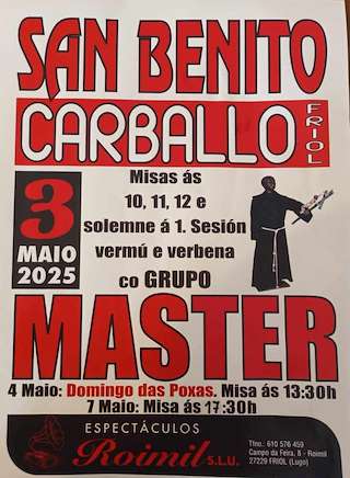 Fechas, información, programa, cartel, imágenes, mapa y ubicación de Romería San Benito de Carballo   en  Friol