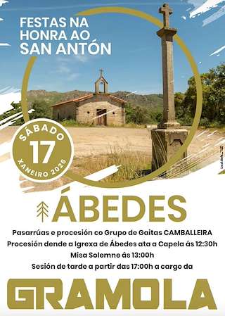Fechas, información, programa, cartel, imágenes, mapa y ubicación de Romería Santo Antón de Ábedes (2026)  en  Verín