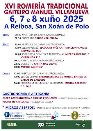 Fechas, información, programa, cartel, imágenes, mapa y ubicación de XVI Romería Tradicional Gaiteiro Manuel Villanueva  en  Poio