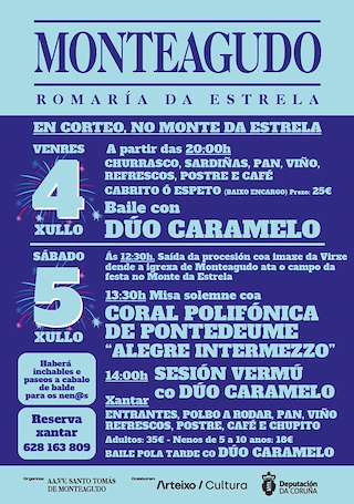 Fechas, información, programa, cartel, imágenes, mapa y ubicación de Romería Virxe da Estrela de Monteagudo  en  Arteixo