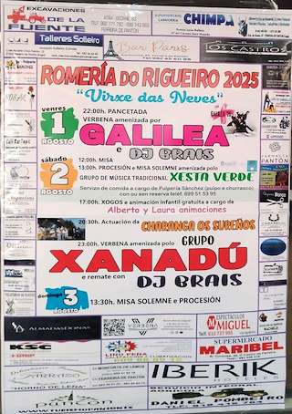 Fechas, información, programa, cartel, imágenes, mapa y ubicación de Romería Virxe das Neves de Rigueiro  en  Pantón