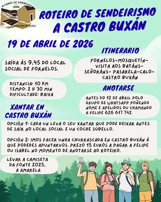 Fechas, información, programa, cartel, imágenes, mapa y ubicación de Roteiro de Senderismo da Fonte de Fornelos (2026) en Ponteceso