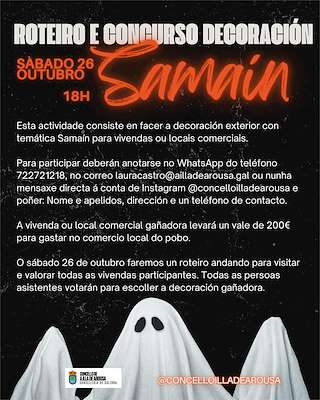 Fechas, información, programa, cartel, imágenes, mapa y ubicación de Roteiro e Concurso de Decoración de Samaín  en  Illa de Arousa