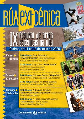 Fechas, información, programa, cartel, imágenes, mapa y ubicación de Rúa Extcénica - IX Festival das Artes Escénicas na Rúa  en  Oleiros