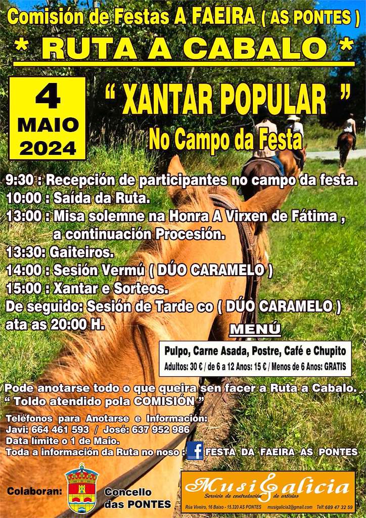 Ruta a Cabalo A Faeira - Xantar Popular en As Pontes de García Rodríguez