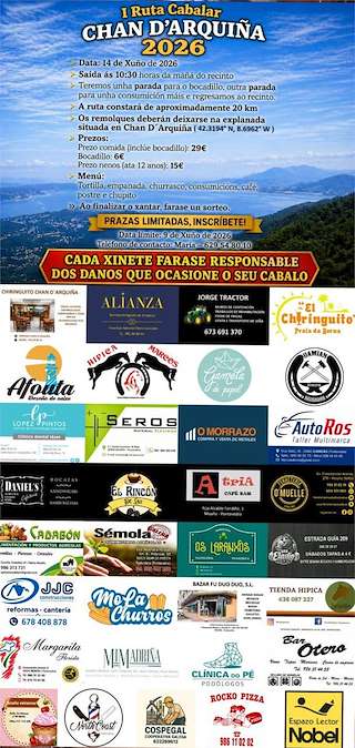 Fechas, información, programa, cartel, imágenes, mapa y ubicación de I Ruta Cabalar Chan D´Arquiña (2026)  en  Moaña