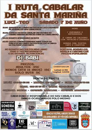 Fechas, información, programa, cartel, imágenes, mapa y ubicación de I Ruta Cabalar da Santa Mariña de Lucí  en  Teo