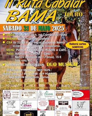 Fechas, información, programa, cartel, imágenes, mapa y ubicación de II Ruta Cabalar de Bama  en  Touro