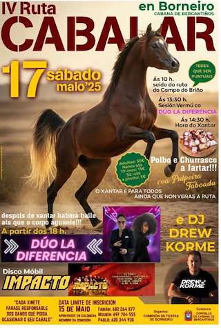 Fechas, información, programa, cartel, imágenes, mapa y ubicación de IV Ruta Cabalar de Borneiro  en  Cabana de Bergantiños