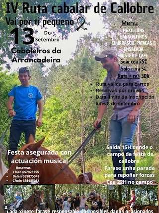Fechas, información, programa, cartel, imágenes, mapa y ubicación de IV Ruta Cabalar de Callobre  en  A Estrada