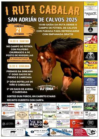 Fechas, información, programa, cartel, imágenes, mapa y ubicación de I Ruta Cabalar de San Adrián de Calvos  en  Fornelos de Montes