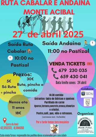 Fechas, información, programa, cartel, imágenes, mapa y ubicación de Ruta Cabalar e Andaina Monte Acibal  en  Moraña