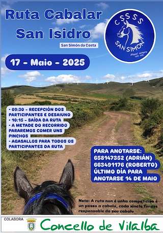Fechas, información, programa, cartel, imágenes, mapa y ubicación de Ruta Cabalar San Isidro de San Simón da Costa  en  Vilalba