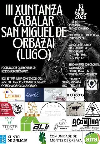 Fechas, información, programa, cartel, imágenes, mapa y ubicación de III Ruta Cabalar San Miguel de Orbazai (2026) en Lugo