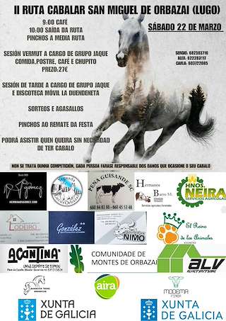 Fechas, información, programa, cartel, imágenes, mapa y ubicación de II Ruta Cabalar San Miguel de Orzbazai  en  Lugo