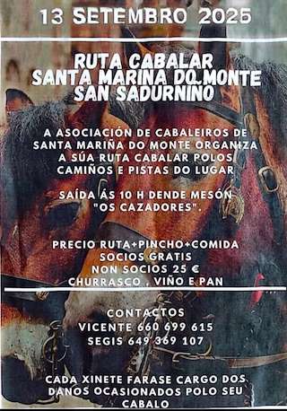 Fechas, información, programa, cartel, imágenes, mapa y ubicación de Ruta Cabalar Santa Mariña do Monte  en  San Sadurniño