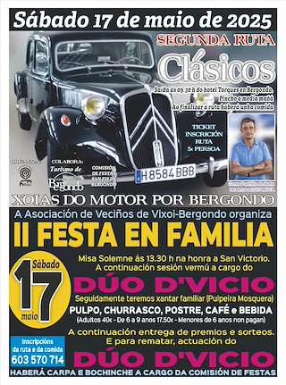 Fechas, información, programa, cartel, imágenes, mapa y ubicación de II Ruta Clásicos e II Festa en Familia  en  Bergondo