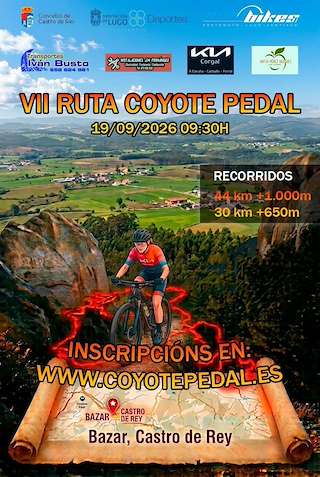 Fechas, información, programa, cartel, imágenes, mapa y ubicación de VII Ruta Coyote Pedal (2026) en Castro de Rei