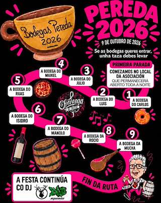 Fechas, información, programa, cartel, imágenes, mapa y ubicación de Ruta de Bodegas de Pereda (2026)  en  San Cristovo de Cea