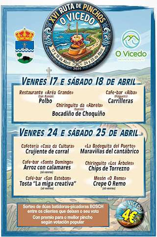 Fechas, información, programa, cartel, imágenes, mapa y ubicación de XVI Ruta de Pinchos (2026) en O Vicedo