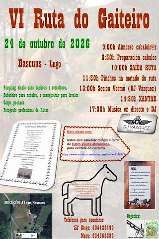 Fechas, información, programa, cartel, imágenes, mapa y ubicación de VI Ruta do Gaiteiro de Bascuas (2026)  en  Lugo