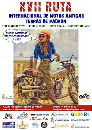 Fechas, información, programa, cartel, imágenes, mapa y ubicación de XVII Ruta Internacional de Motos Antigas  en  Padrón