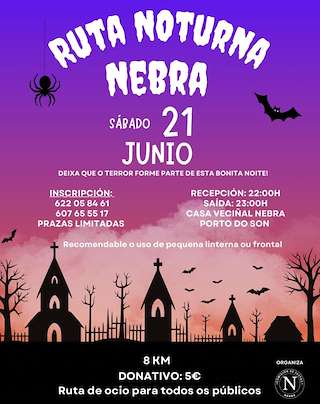 Fechas, información, programa, cartel, imágenes, mapa y ubicación de Ruta Nocturna de Nebra  en  Porto do Son