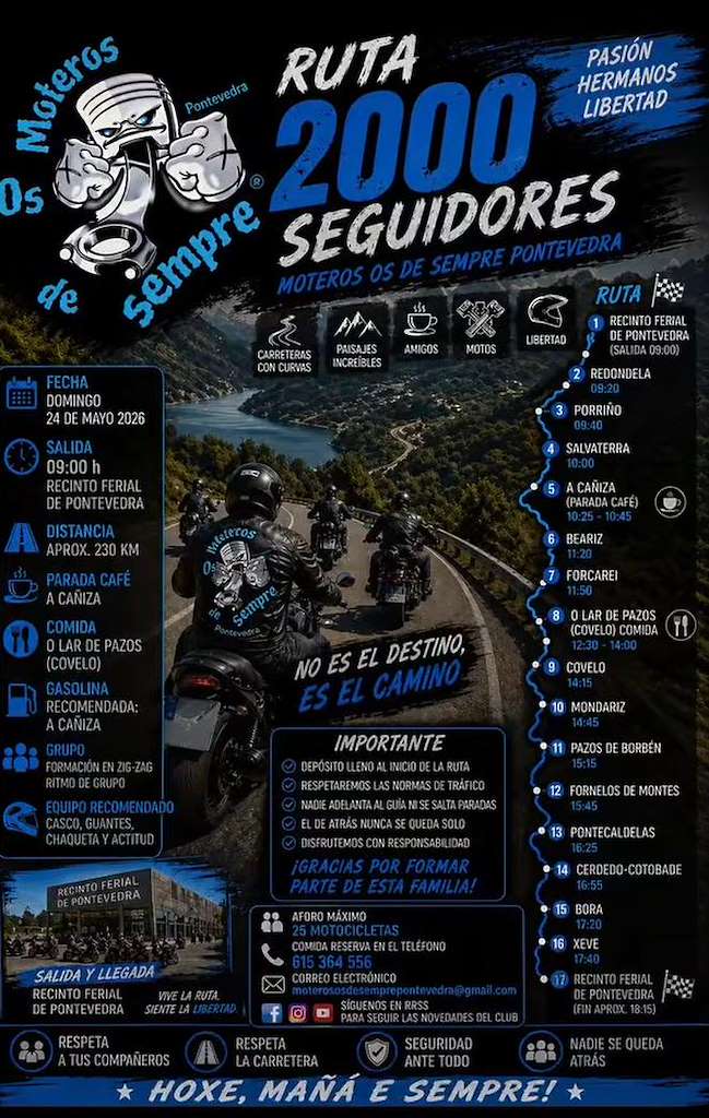Ruta 2000 Seguidores Moteros Os De Sempre (2026) en Pontevedra