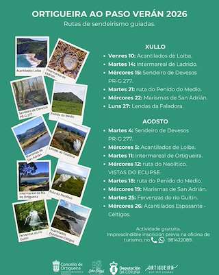 Fechas, información, programa, cartel, imágenes, mapa y ubicación de Rutas de Senderismo Guiadas (2026) en Ortigueira