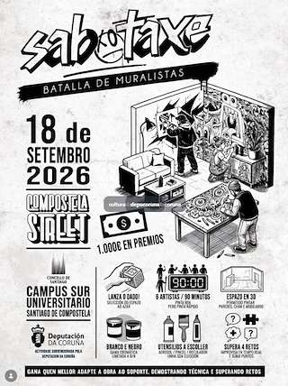 Fechas, información, programa, cartel, imágenes, mapa y ubicación de Sabotaxe - Batalla de Muralistas (2026)  en  Santiago de Compostela