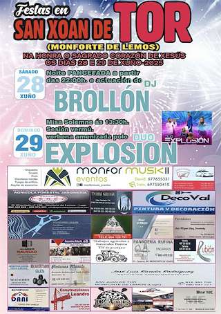 Fechas, información, programa, cartel, imágenes, mapa y ubicación de Sagrado Corazón de Xesús de San Xoan de Tor  en  Monforte de Lemos