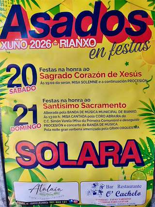 Fechas, información, programa, cartel, imágenes, mapa y ubicación de Sagrado Corazón de Xesús e Santísimo Sacramento de Asados (2026)  en  Rianxo