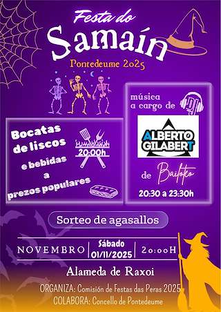 Fechas, información, programa, cartel, imágenes, mapa y ubicación de Samaín da Comisión de Festas das Peras  (2025)  en  Pontedeume