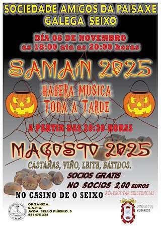 Fechas, información, programa, cartel, imágenes, mapa y ubicación de Samaín e Magosto do Casino do Seixo  (2025) en Mugardos