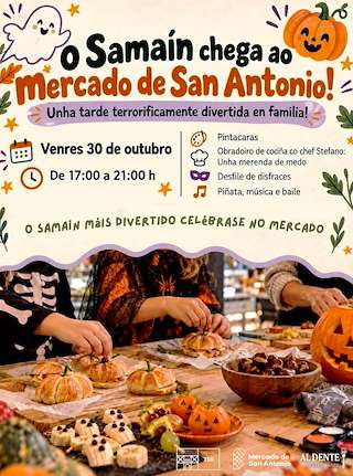 Fechas, información, programa, cartel, imágenes, mapa y ubicación de Samaín no Mercado de San Antonio (2026)  en  Tui