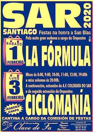 San Blas y Carnaval de Sar (2026) en Santiago de Compostela