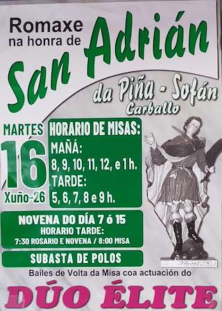Fechas, información, programa, cartel, imágenes, mapa y ubicación de San Adrián da Piña (2026)  en  Carballo