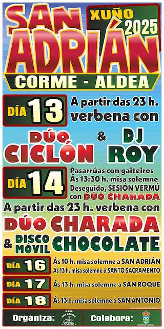 Fechas, información, programa, cartel, imágenes, mapa y ubicación de San Adrián de Corme  en  Ponteceso