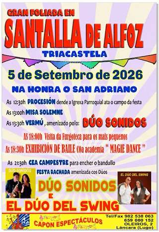 Fechas, información, programa, cartel, imágenes, mapa y ubicación de San Adriano de Santalla de Alfoz (2026) en Triacastela
