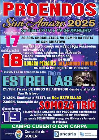 Fechas, información, programa, cartel, imágenes, mapa y ubicación de San Amaro de Proendos  en  Sober