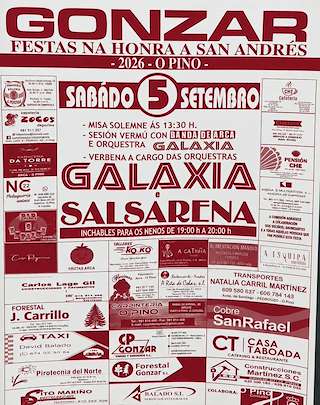 Fechas, información, programa, cartel, imágenes, mapa y ubicación de San Andrés de Gonzar (2026) en O Pino