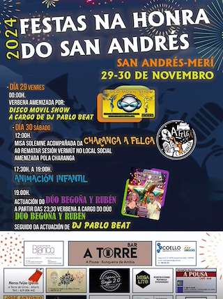 Fechas, información, programa, cartel, imágenes, mapa y ubicación de San Andrés de Merí   en  Xunqueira de Ambía