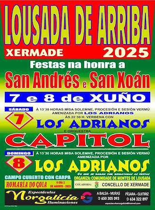 Fechas, información, programa, cartel, imágenes, mapa y ubicación de San Andrés e San Xoán de Lousada de Arriba  en  Xermade