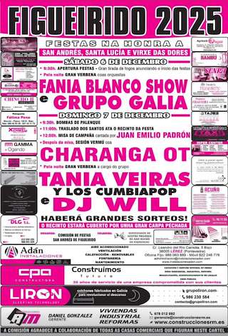 Fechas, información, programa, cartel, imágenes, mapa y ubicación de San Andrés, Santa Lucía e Virxe das Dores de Figueirido (2025)  en  Vilaboa