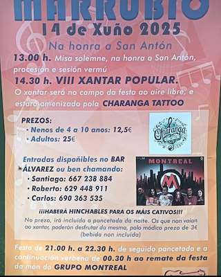 Fechas, información, programa, cartel, imágenes, mapa y ubicación de San Antón de Marrubio  en  Montederramo